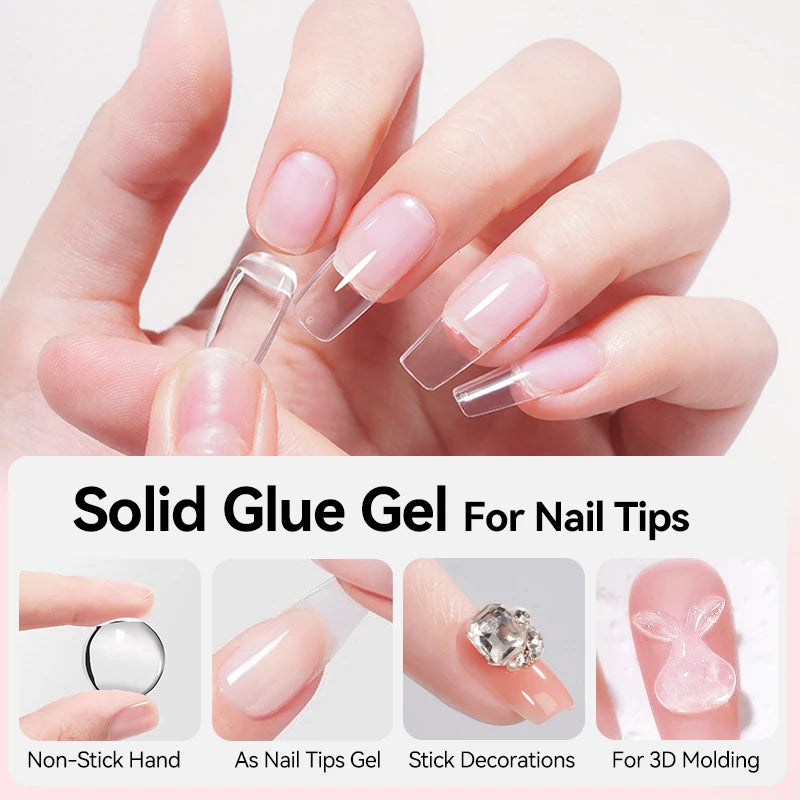 UR SUGAR 30ml Solid Nail Glue Gel for Press On Nail Tips Super Strong Acrylic Gel for Durable Long-lasting Manicure Extension