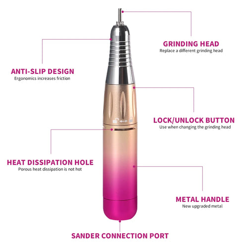 45000RPM Professional Electric Nail Drill Rechargeable Low Noise Nail Sander File for Gel Nail Polish Manicure Salon Tool