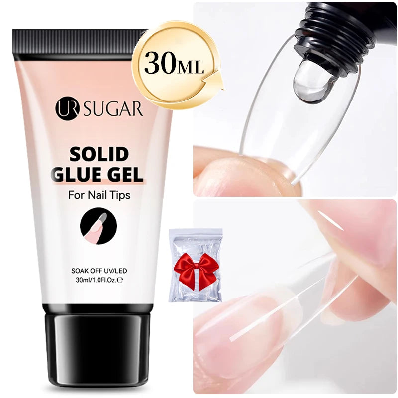 UR SUGAR 30ml Solid Nail Glue Gel for Press On Nail Tips Super Strong Acrylic Gel for Durable Long-lasting Manicure Extension